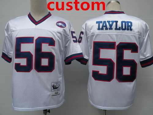 Mens New York Giants Custom White Throwback Jersey->customized nfl jersey->Custom Jersey